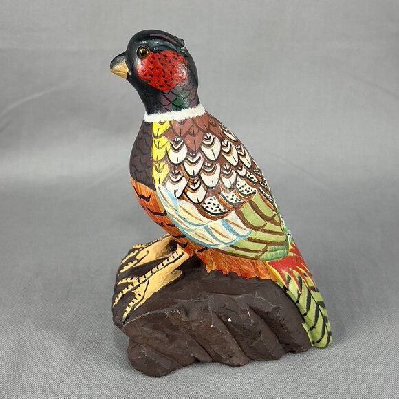 Vtg Action International Stone Art Pheasant Bird Hand Painted Carved Figurine - Picture 3 of 15